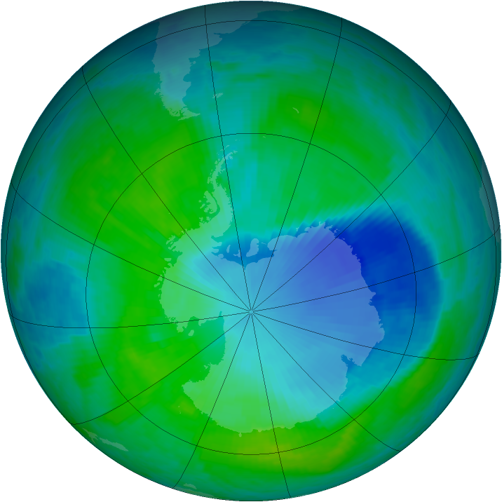 Antarctic ozone map for 26 December 1999